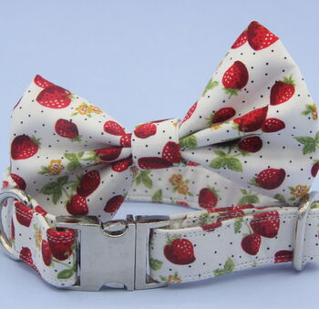 White Strawberry Dog Bow Tie, 7 of 10