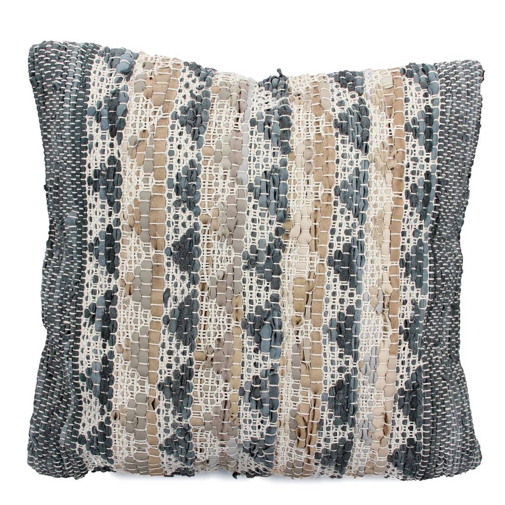 beige and grey chevron leather cushion by the contemporary home