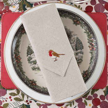 Mr And Mrs Robin Embroidered Napkins, 7 of 7