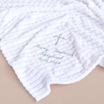 Personalised White Embossed Christening Blanket, 2 of 8