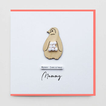Personalised Merry Christmas Wooden Penguin Card, 3 of 3
