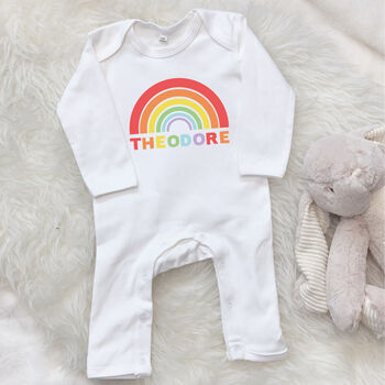 Rainbow Babygrow Or T Shirt Personalised With Name, 2 of 4