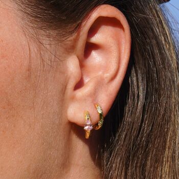 Pink Pear Drop Hoop Earrings, 3 of 8
