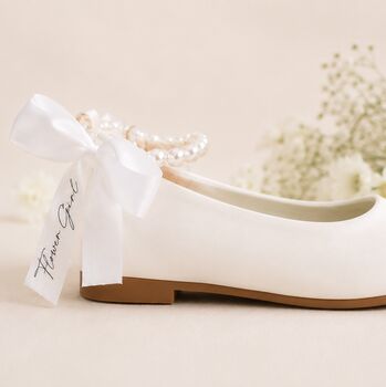 Personalised Childrens White Pearl Pumps, 2 of 6