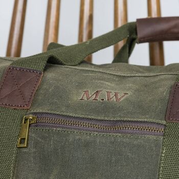Personalised Waxed Travel Weekend Bag, 3 of 7