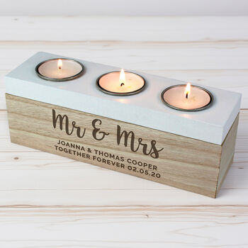 Personalised Free Text Triple Tea Light Box Tealight Holder, 5 of 10