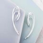 Silver Overlapping Bar Stud Earrings, thumbnail 5 of 7