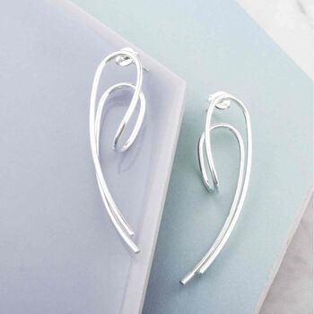 Silver Overlapping Bar Stud Earrings, 5 of 7