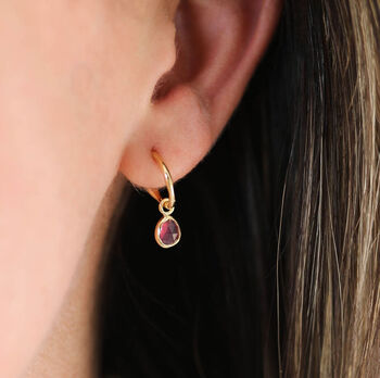 Hampton Ruby And Gold Plated Gemstone Earrings, 2 of 4