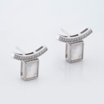 Rose Quartz 925 Sterling Silver Stud Earrings, 2 of 3