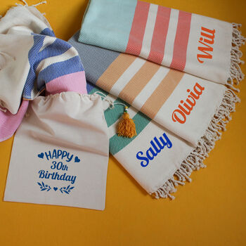 Personalised Cotton Throw Shawl Towel, Gift Set For Friends, 5 of 11