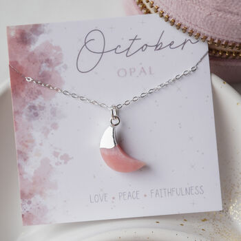 Pink Opal October Birthstone Necklace, 3 of 11