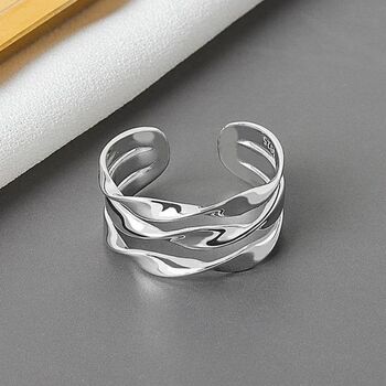 Adjustable Twist Mobius Silver Plated Twist Cuff Band, 4 of 4