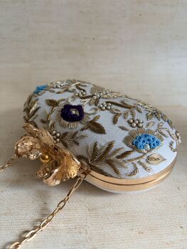 Flower Clasp Oval Off White Clutch, 9 of 9