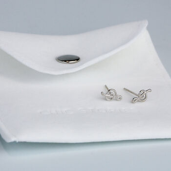 Sterling Silver Treble Clef Stud Earrings, 6 of 6