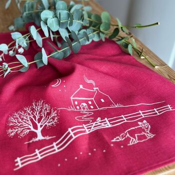 Winter Fox Linen Tea Towel, 2 of 7