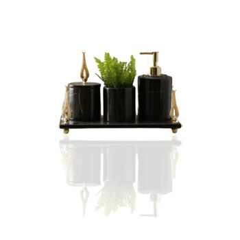 Black Marble Bathroom Set With Gold Hyacinth Detail, 2 of 6
