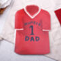 Football Number One Dad Father's Day Card With Blue Or Red T Shirt Design, thumbnail 5 of 8
