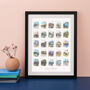 25th Anniversary Or Birthday Watercolour Places Print, thumbnail 1 of 5
