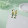 Double Emerald Green Cz Huggie Hoop Earrings, thumbnail 4 of 11