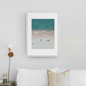 Four Beach Umbrellas Ocean Coastal Art Print, 6 of 10