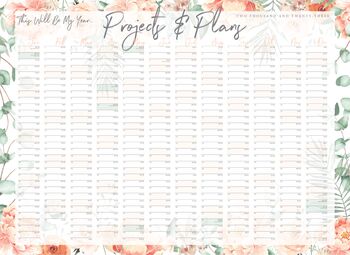 2024 Peach And Greenery Landscape Wall Planner, 2 of 3