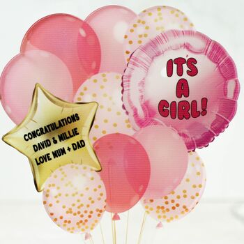Personalised New Baby Girl Balloon Card, 6 of 7