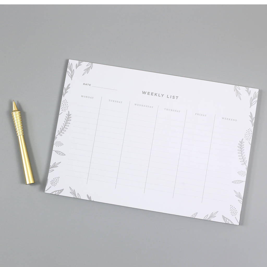 Floral Weekly Desk Pad By Old English Company