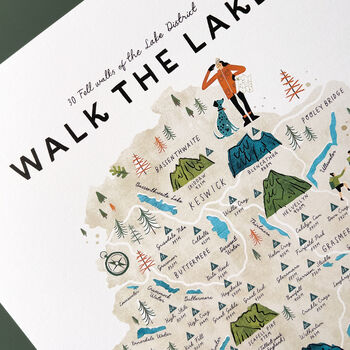 Walk The Lakes Illustrated Map Checklist Print, 3 of 8