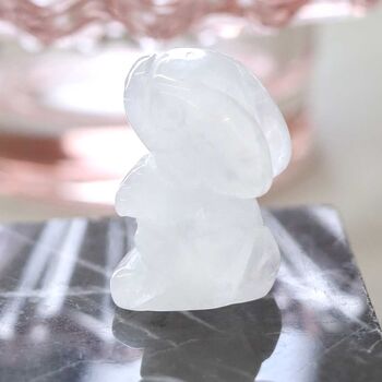 Rose Quartz / Clear Quartz Rabbit Carved Gemstone, 3 of 7