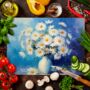 Sunlit Daisies In Blue Textured Glass Chopping Board, thumbnail 7 of 8