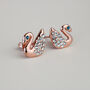 Rose Gold Crystal Swan Stud Earrings, thumbnail 3 of 3