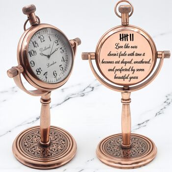 Personalised 7th Anniversary Gift Copper Desk Clock, 3 of 12