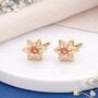 Gold Plated Sterling Silver Daffodil Flower Stud Earrings – 8mm, thumbnail 1 of 4