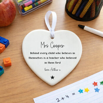 Personalised Thank You Teacher Porcelain Heart Keepsake, 4 of 4