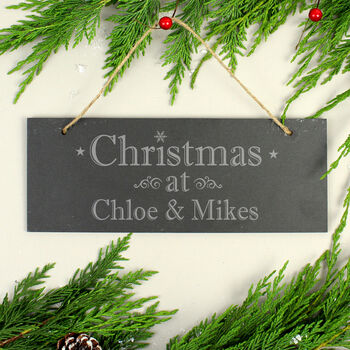 Personalised Christmas Hanging Slate Plaque, 3 of 3