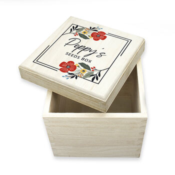 Personalised Gardener's Floral Frame Wooden Seed Box, 2 of 3