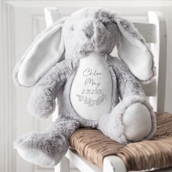 Personalised New Baby Bunny Teddy Grey, 2 of 3