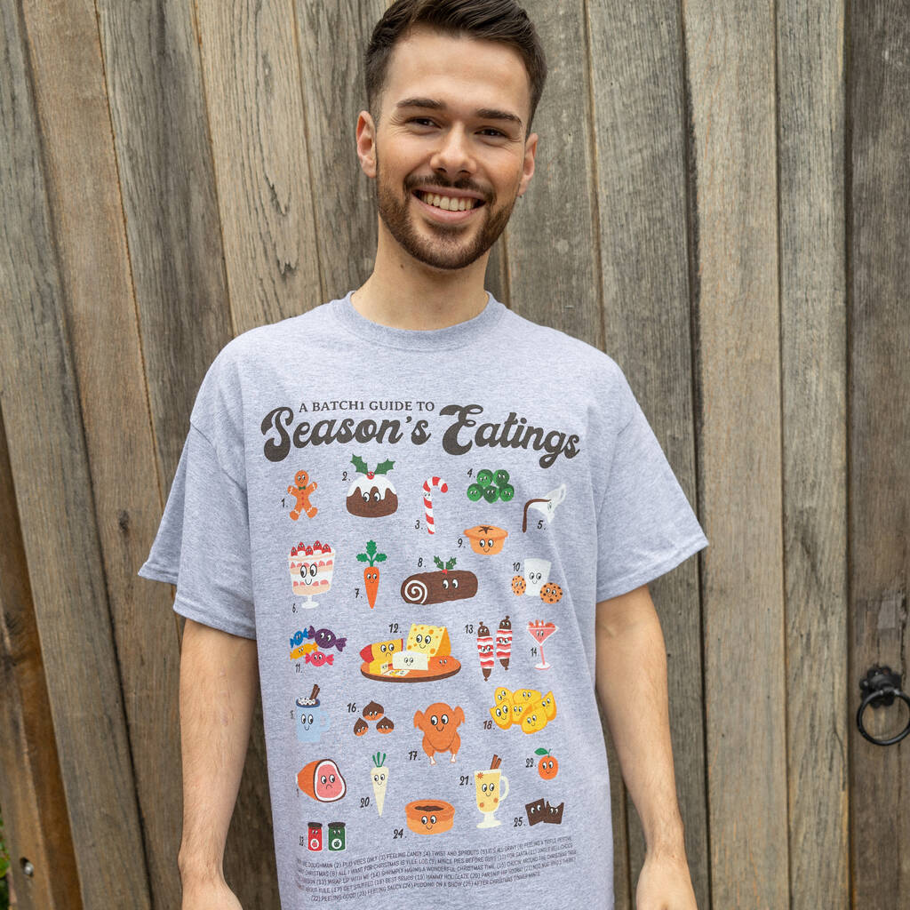 Seasons Eatings Men's Christmas Guide T Shirt, 1 of 4