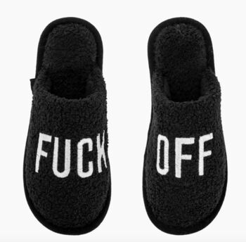 'F**K Off' Black Fleece Slippers, 2 of 3