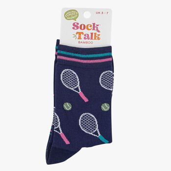 Tennis Bamboo Socks Women's Navy Blue, 4 of 4