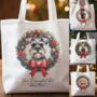 Personalised Tote Bag. Dog In Christmas Wreath. Multiple Breeds And Colour Options, thumbnail 1 of 12