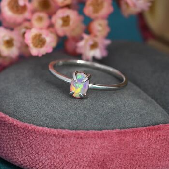 Pink Opal Oval Ring In Sterling Silver, 5 of 12