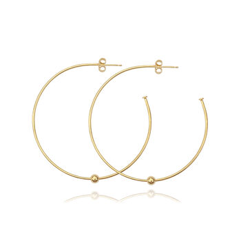 Large Handmade 18ct Gold Vermeil Hoops With Single Bead, 2 of 5