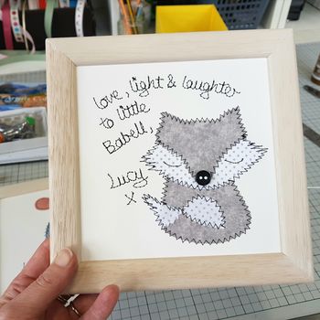 Personalised Fox Embroidered Framed Artwork, 10 of 10
