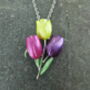 Tulip Yellow Purple And Pink Flower Pendant Necklace, thumbnail 1 of 4