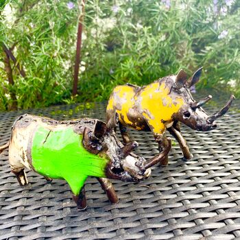 Recycled Metal Rhino Ornament Art072, 3 of 4