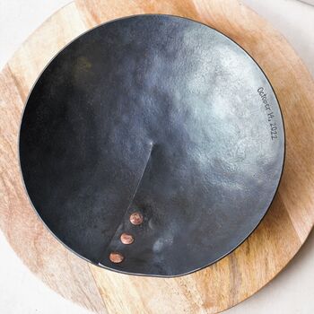 11th Anniversary Personalised Steel Bowl With Copper Buttons, 6 of 6