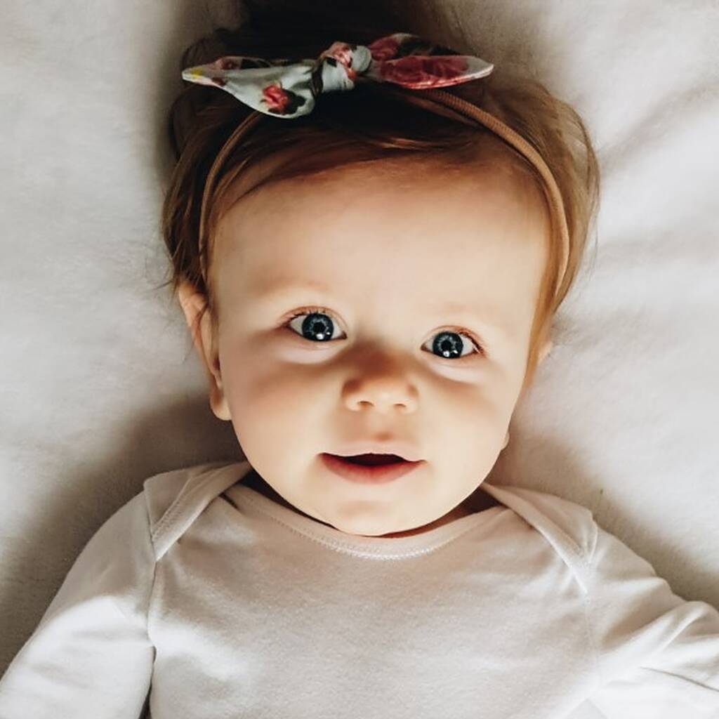 Image of Girls Hair Bow Set In Floral And Lilac