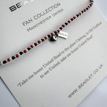 Manchester United Women Wsl Fan Bead Bracelet With Charms, 2 of 5